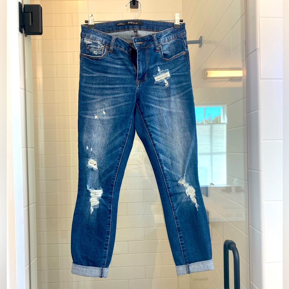 STS Blue - distressed mid rise jeans - gently worn